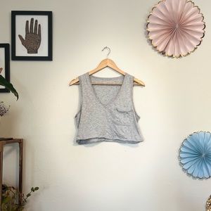 Aerie V-Neck Cropped Tank Top - Heather Grey